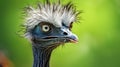 Emu With Exaggerated Facial Expressions On Wood Branch