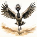 Emu In Flight: Comic Book Style Art By Travis Charest