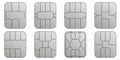 EMV chip silver vector icons. Set line nfc symbol. Contactless payment at terminals and ATMs. Square computer microchips
