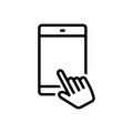 Black line icon for Enables, phone and authorize