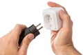 Enabling electric plug in the socket Royalty Free Stock Photo