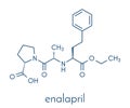 Enalapril high blood pressure drug molecule. Angiotensin Converting Enzyme ACE inhibitor used in treatment of hypertension..