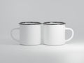 Two Enamel Camping Mugs in a White Background