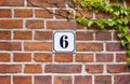 Enamel sign number 6 Royalty Free Stock Photo
