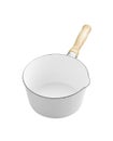 Enamel soup pot on white background Royalty Free Stock Photo