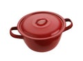 Enamel soup pot on white background Royalty Free Stock Photo