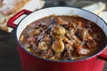 Enameled Cast Iron Dutch Oven of Beef Bourguignon