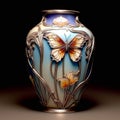 Enameled vase in Art Nouveau style. Image is generated with the use of an AI