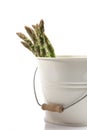 Enamelled bucket with some fresh green Asparagus Royalty Free Stock Photo