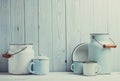 Enamelware still life Royalty Free Stock Photo