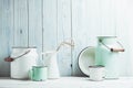 Enamelware still life Royalty Free Stock Photo