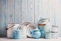 Enamelware still life Royalty Free Stock Photo