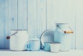 Enamelware still life Royalty Free Stock Photo