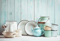 Enamelware still life Royalty Free Stock Photo