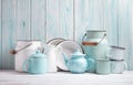 Enamelware still life Royalty Free Stock Photo