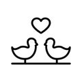 Enamored birds icon. Symbol Valentine`s day on white background