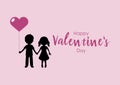 Enamored boy and girl are holding hearts balloon vector Royalty Free Stock Photo
