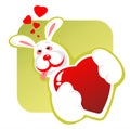 Enamored rabbit and heart