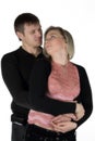 Enamoured man and the woman. The isolated portrait on a white ba Royalty Free Stock Photo