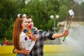 Enamoured teenagers do selfie