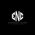 ENC letter logo design with polygon shape. ENC polygon and cube shape logo design. ENC hexagon vector logo template white and Royalty Free Stock Photo