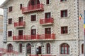 Cloudy day in Encamp.Building of the Andorran Ministry of Culture in the city of encamp, former Hotel La Rosaleda