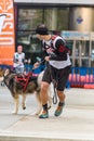 People and dogs in the amateur race in Encamp. Canicross in Andorra