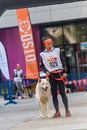 People and dogs in the amateur race in Encamp. Canicross in Andorra