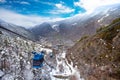 Encamp town in Andorra and cable car Royalty Free Stock Photo