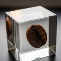 Encapsulated within a clear acrylic cube, resting on a smooth, Royalty Free Stock Photo