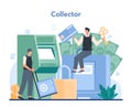 Encashment or collector concept. Money collecting and transporation