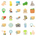 Encashment icons set, cartoon style Royalty Free Stock Photo