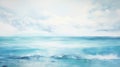Spectacular Delicate Ocean Painting With Soft Focus And Teal Tones