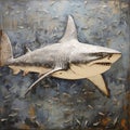Encaustic Pointillism Wall Art: Rustic Realism Of A Powerful White Shark