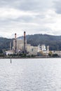 ENCE pulp wood factory view on Ria de Pontevedra, Galicia Spain Royalty Free Stock Photo