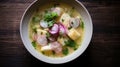 Encebollado: Hearty Ecuadorian Fish Soup with Yuca and Pickled Onion Royalty Free Stock Photo