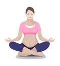 Enceinte mother in yoga lotus pose isolated on white background Royalty Free Stock Photo