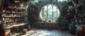 Enchanted Alchemist\'s Sanctuary: A Realm of Books & Brews. Concept Fantasy setting, Alchemy,