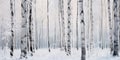 Enchanted Birch Forest - Wide Shot - White Frost on Birch and Alder Trees