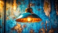 Enchanted Blue Room A CloseUp Celebration of Vintage Ceiling Lighting Royalty Free Stock Photo
