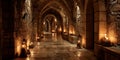 Enchanted Candlelit Passage Mysterious Medieval Corridor Royalty Free Stock Photo