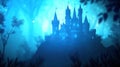 Enchanted Castle in a Misty Forest Royalty Free Stock Photo