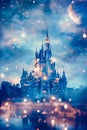 Enchanted castle on night sky Royalty Free Stock Photo