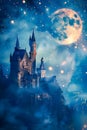 Enchanted castle on night sky Royalty Free Stock Photo