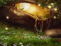 Enchanted cave with flowers