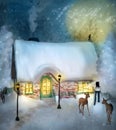 Enchanted chalet in a winter scenery