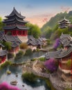 Enchanted Chinese landscape, fairytale and magic