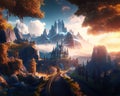 Enchanted Citadel: Fantasy Castle Amidst Majestic Mountains