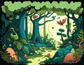 Enchanted Creatures in the Magical Forest - A Whimsical Image Generated by AI