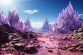 Enchanted Crystal Desert Landscape. Radiant Crystalline Desert Symphony. Generative AI